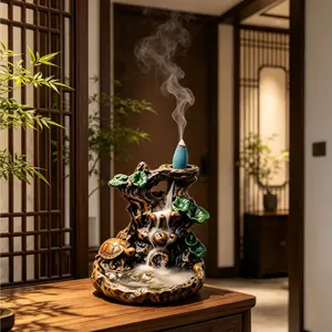Resin Incense Burner, Turtle Leaf Design, Home Bathroom Decor, Desktop Ornament, Gift for Friends, Elegant Resin Craftsmanship