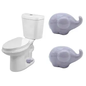 2 Pcs Ceramic Elephant Toilet Floor Bolt Caps, Cute Animal Toilet Bolt Covers Decorative for Bottom, Decorative Bathroom Easy Installation