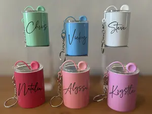 Key Chain Mini Tumbler Shot Glasses - Customized Shot Glasses Bottle Drinkware with Lid and Straw - Steel Cup Mug