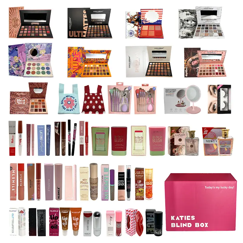 [Valentine's Day] Katy Blind Box Limited Edition Makeup Set, 25 Pieces, Pink Gift Box for Beginners, Four-Color Eyeshadow Palette, Perfect for Christmas, Halloween, Black Friday, Birthday, Cosmetics