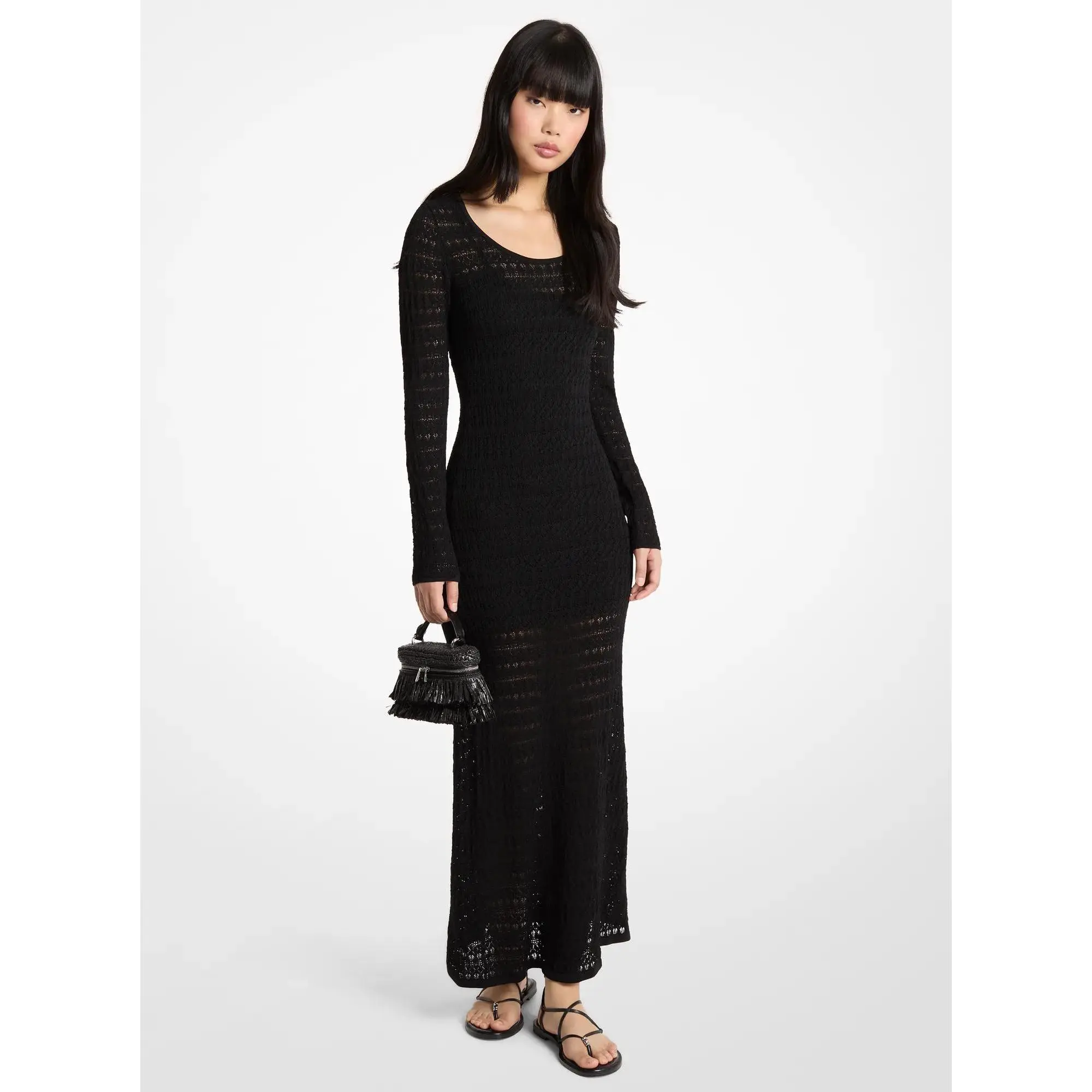 Pointelle Stretch Knit Maxi Dress