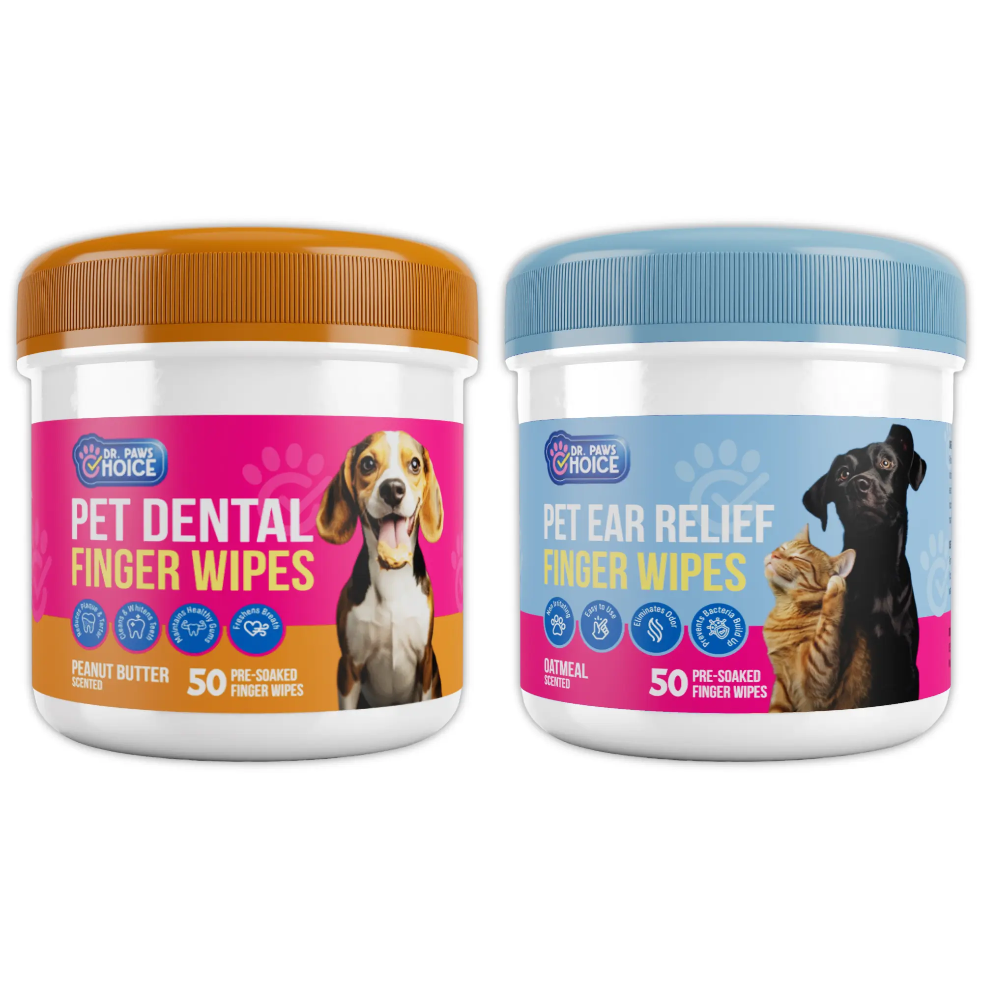 2 Pack - Dental Wipes (Peanut Butter) & Ear Wipes