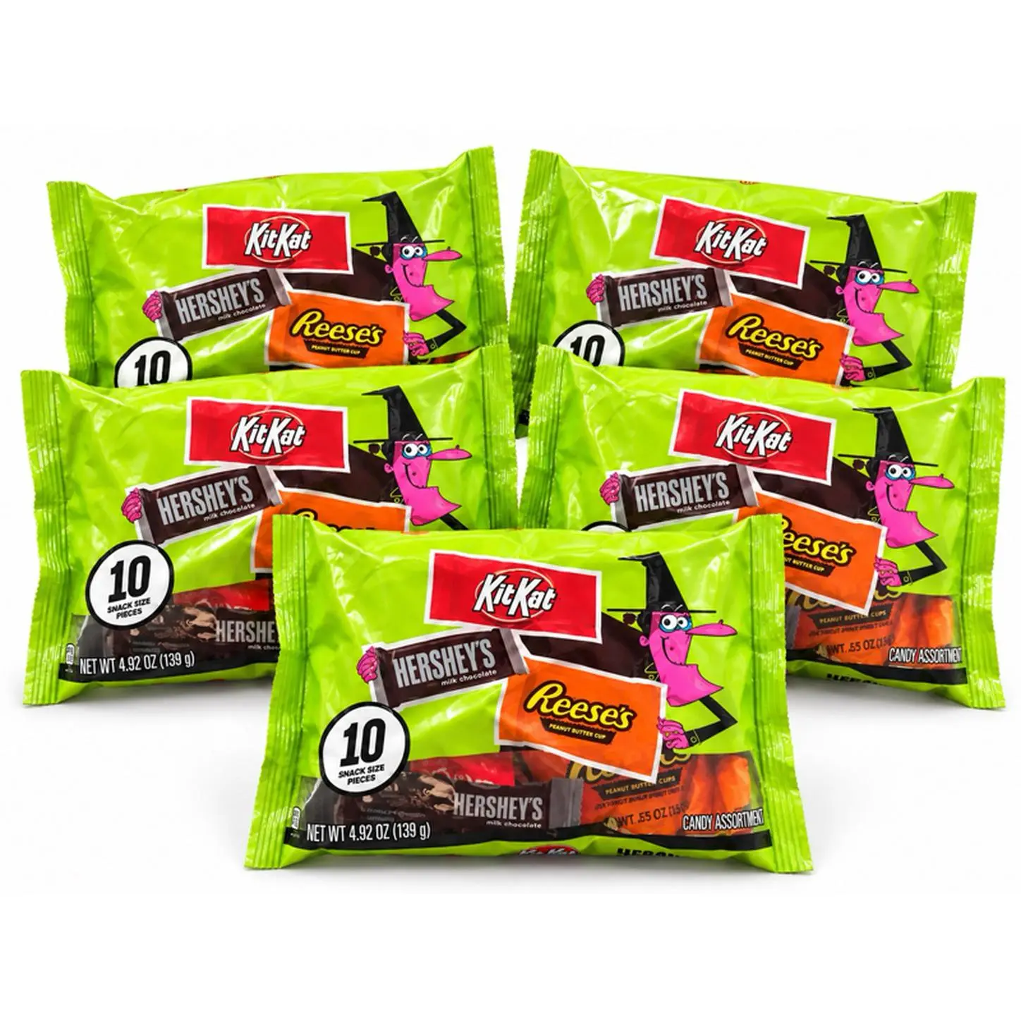 (5 Bags) Hershey's KitKat Reese's Halloween Candy Assortment 10-Pack 4.2 oz Each