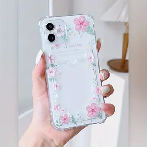 Floral Phone Case with Card Holder for iPhone 16 Pro Max 15 Pro Max 14 Pro Max 13 Pro Max, Stylish Protection for Apple Phones