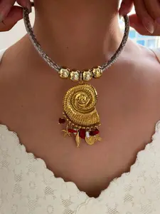 Conch & Starfish Design Pendant Charms Necklace, Fashion Jewelry for Party, Daily Clothing Decor, Trendy All-match & Exquisite Jewelry for Birthday Gift