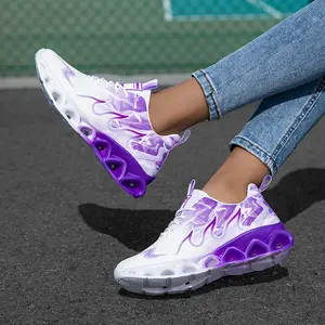 Breathable and lightweight women's summer sneakers - comfortable non-slip lace-up shoes - random printed soles casual running shoes