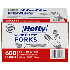 600 Count White Plastic Disposable Forks for Party and Home Use