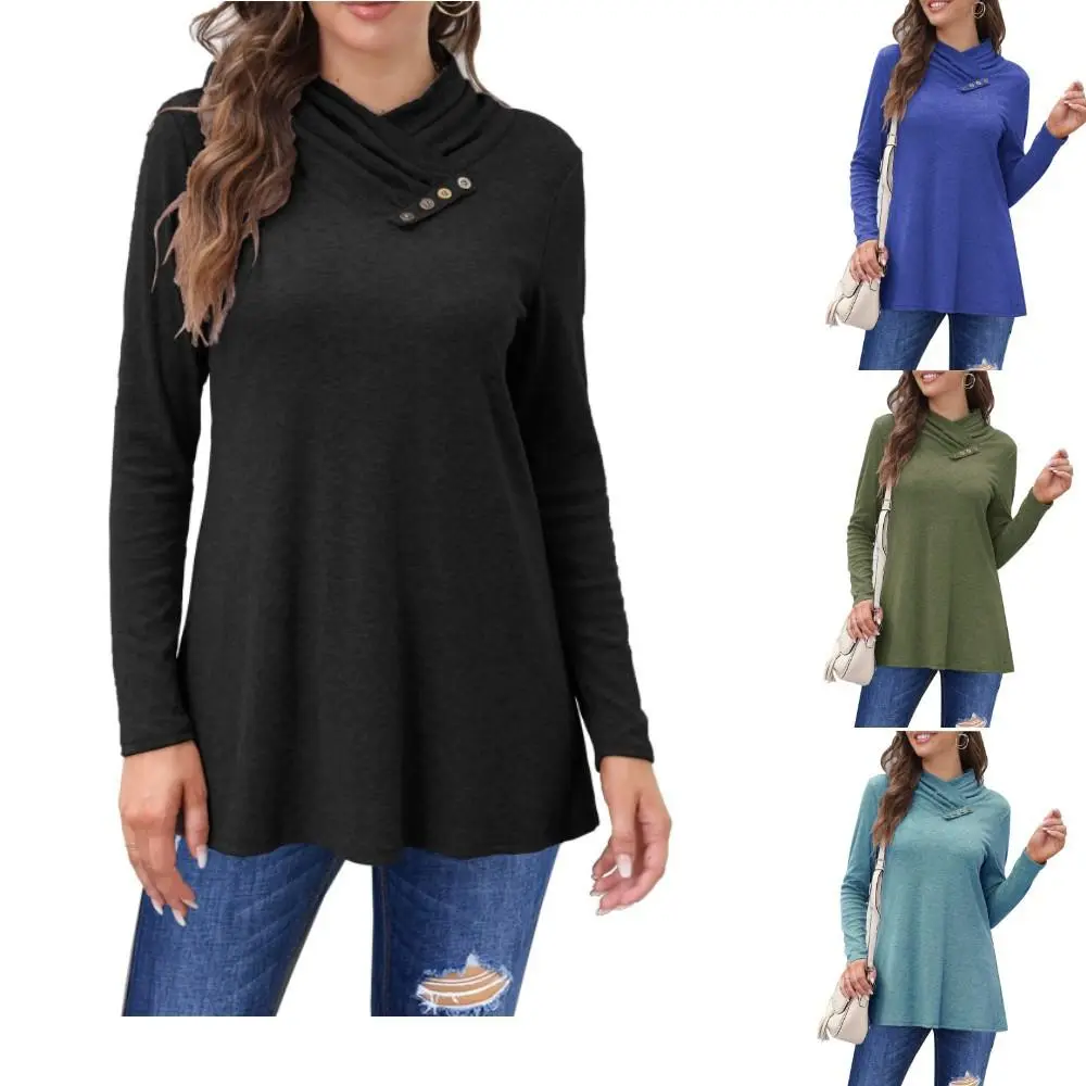 Sweatshirts For Women Tops With Pockets Long Sleeve Tunic Casual Pullover Button Down Shirt
