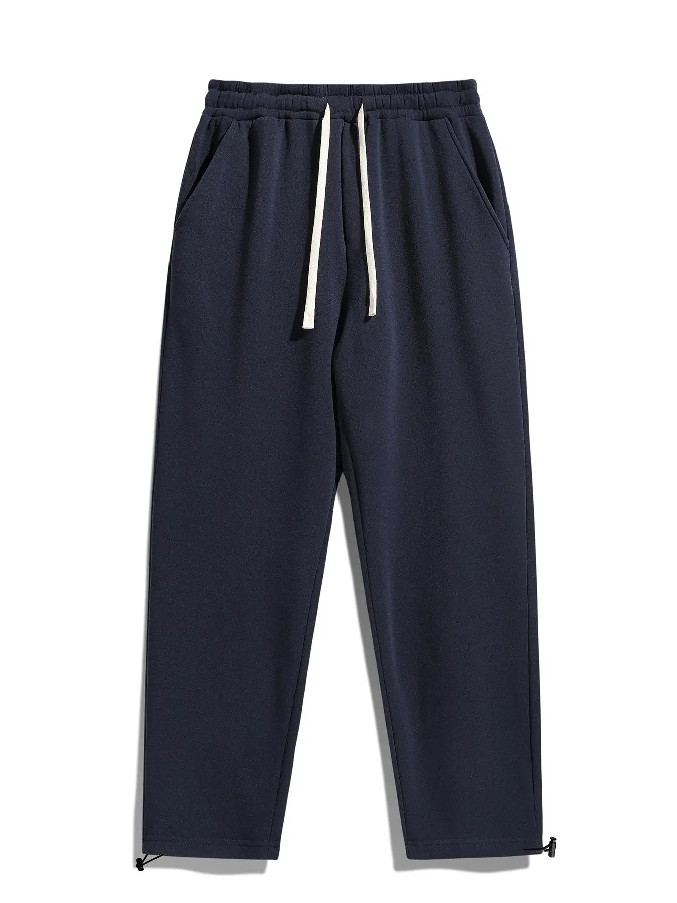 Men's Solid Drawstring Waist Adjustment Thermal Lined Sweatpants, Regular Fit Casual Comfy Pants for Daily Wear, Casual Streetwear Trousers, Casual Lounge Pants, Adjustable Waist Trousers, Men's Trousers for Fall & Winter