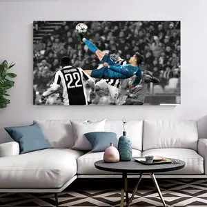Cristiano Ronaldo Wall Art, Ronaldo Poster, Football Poster, bicycle kick, Home Deco Living Room Overhead Kick Cristiano Ronaldo Decor Photo