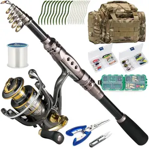 Fishing Rod and Reel Combos 125-Pieces Telescopic Spinning Pole Reel Gear Equipment Set with Tackle Bag for Adult Collapsible Travel Complete Fishing Sets Men Starter Freshwater Saltwater 7FT : Sports & Outdoors