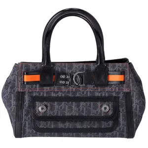 Pre-owned Dior Canvas Tote Bags Flight Handbag Gray Diorissima Classic Orange Multi Denim Leather