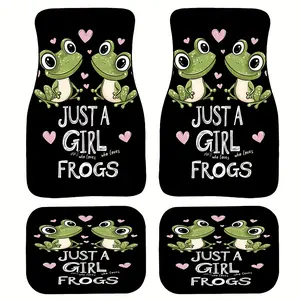 4pcs Frog-loving pattern car non-slip floor mat - non-slip, durable, easy to clean, easy to install - for cars, for SUVs, car front and rear seat floor MATS, enhanced car interior accessories, unisex holiday gifts