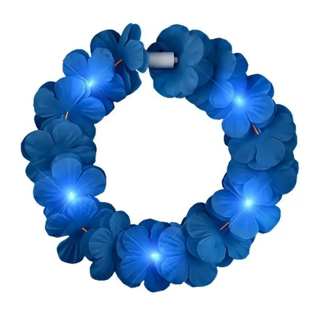 212 MAIN Men's Adjustable Tropical Flower Crown Lei Headband - Blue LED Beach Accessory with Light Modes, Magical Flowers for Costumes, Special Occasions