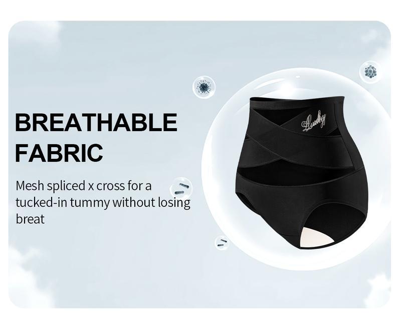 Morelect Women's High-Waist Panties,3/4/5/6/8 Pack Lucky Letter Logo,Cross-Mesh Panel Underwear,Ultra Soft Comfort Fit Briefs - Womenswear