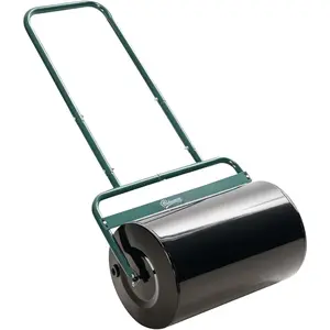 20-Inch Push/Tow Behind Lawn Roller Filled with 10 Gal or Sand, Yard Roller for Flattening Sod in the, Dark Green