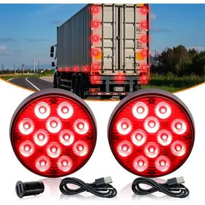 2PCS Magnetic Trailer Lights, Rechargeable Emergency Safety Warning Magnetic Red Light Flashing Strobe Portable Red Beacon Side marker Tow Tail Lights for Trailer Trucks Car RVs Tractor