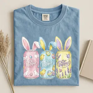 Comfort Colors Easter Dr Pepper Shirt Easter Bunny Graphic Tee Soft Comfy T Shirt