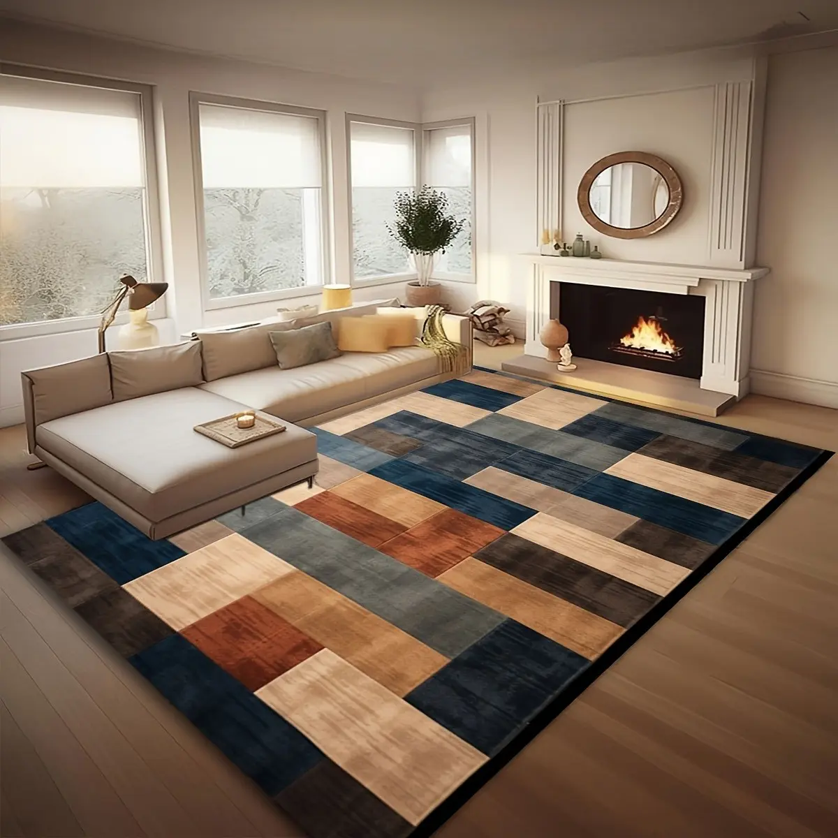 Vintage Plaid Assorted Colors Area Rug - Multi-Colored Checkered Patchwork Indoor Carpet, Living Room Decor, Rugs for Bedroom, Household Textiles for Home Furnishings