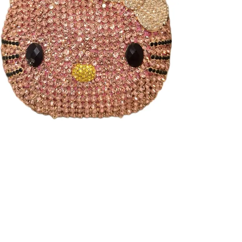 Pink Kitty Non-Natural Crystal Bag, Decorative Multifaceted Shine Jewelry Accessory, Home Ornament
