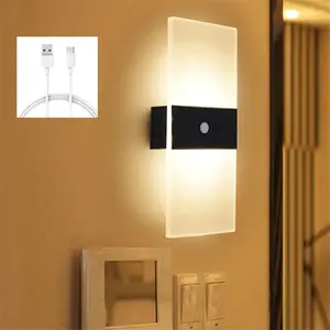 Battery Operated Wall Sconce, Rechargeable Motion Sensor Light Indoor, USB Rechargeable, for Bedrooms, Corridors, Living Room, Stairs, Closets, Automatic Closet Light, Corridors, Stairs, Kitchens, Balconies, Aisles, Indoor Lighting