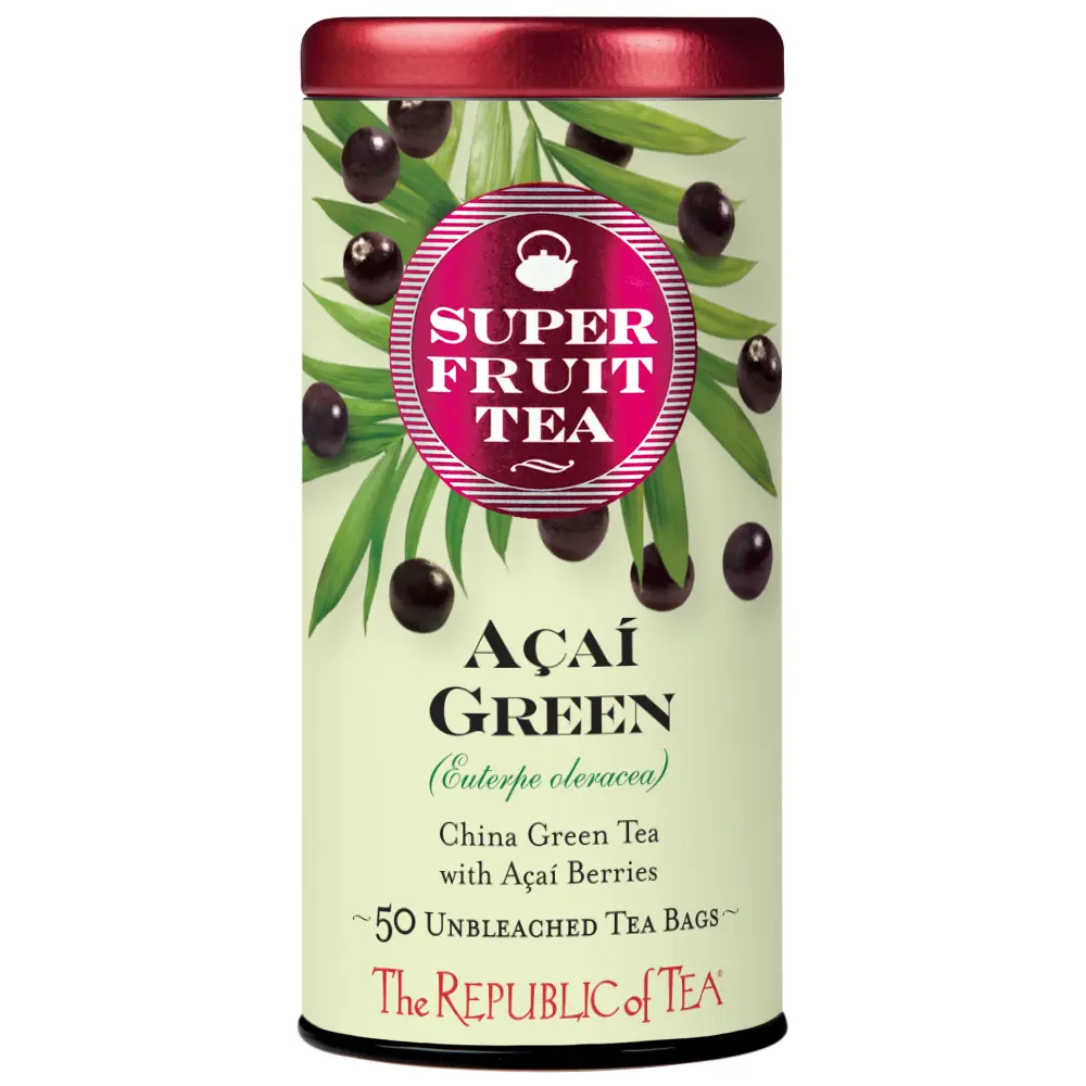 The Republic of Tea Acai Berry Green Tea, Caffeinated Superfruit, 50 Tea Bags