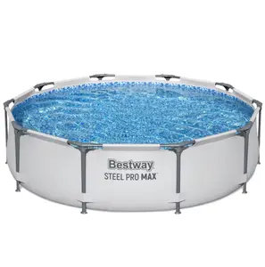 Bestway Steel Pro MAX 10 Feetx30 Inches Round Above Ground Outdoor Swimming Pool with Pump