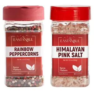 Eastanbul Rainbow Peppercorns Whole, 4.9oz, and Pink Himalayan Salt, 12.3oz