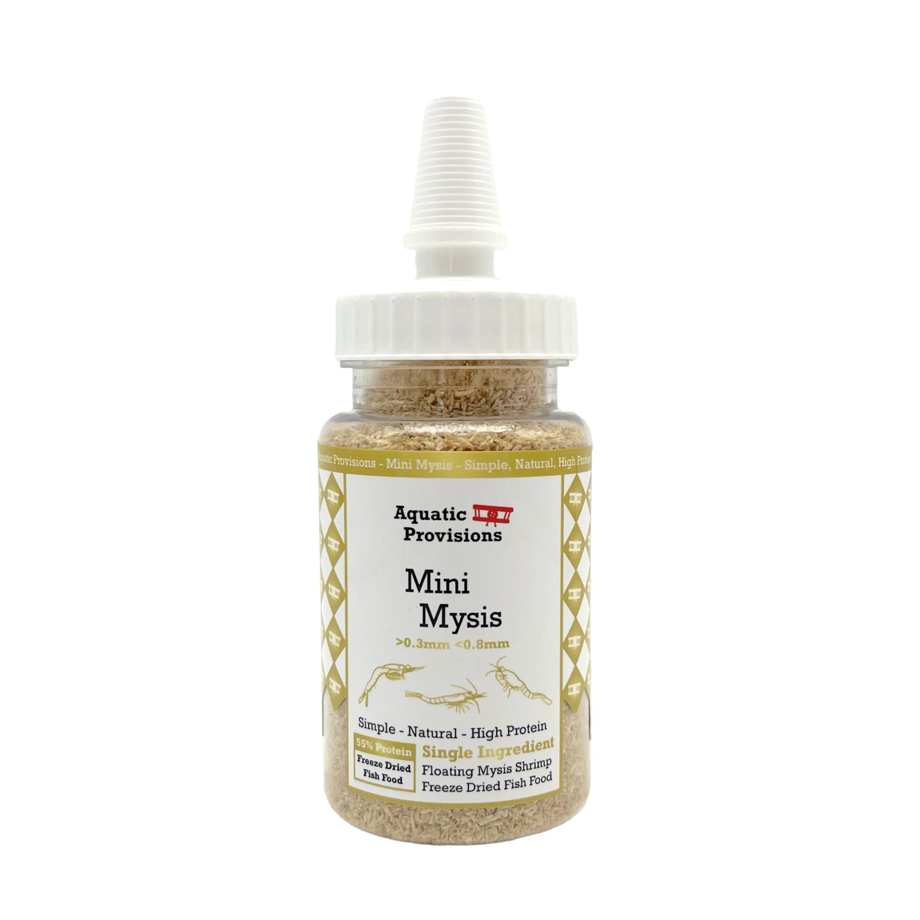 Mini Mysis, Freeze Dried Floating Fish Food, High Protein Feed for betta fish, Saltwater fish and more!