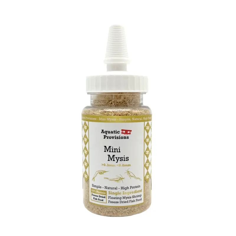 Mini Mysis, Freeze Dried Floating Fish Food, High Protein Feed for betta fish, Saltwater fish and more!