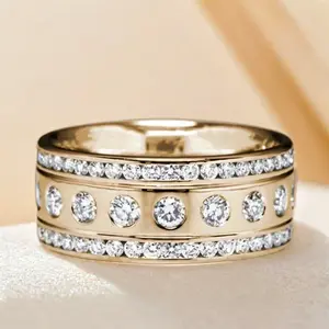 Shiny Square Cubic Zirconia Unisex Ring Wedding Promise Anniversary Gift Hip Hop Trend Daily and Party Essential