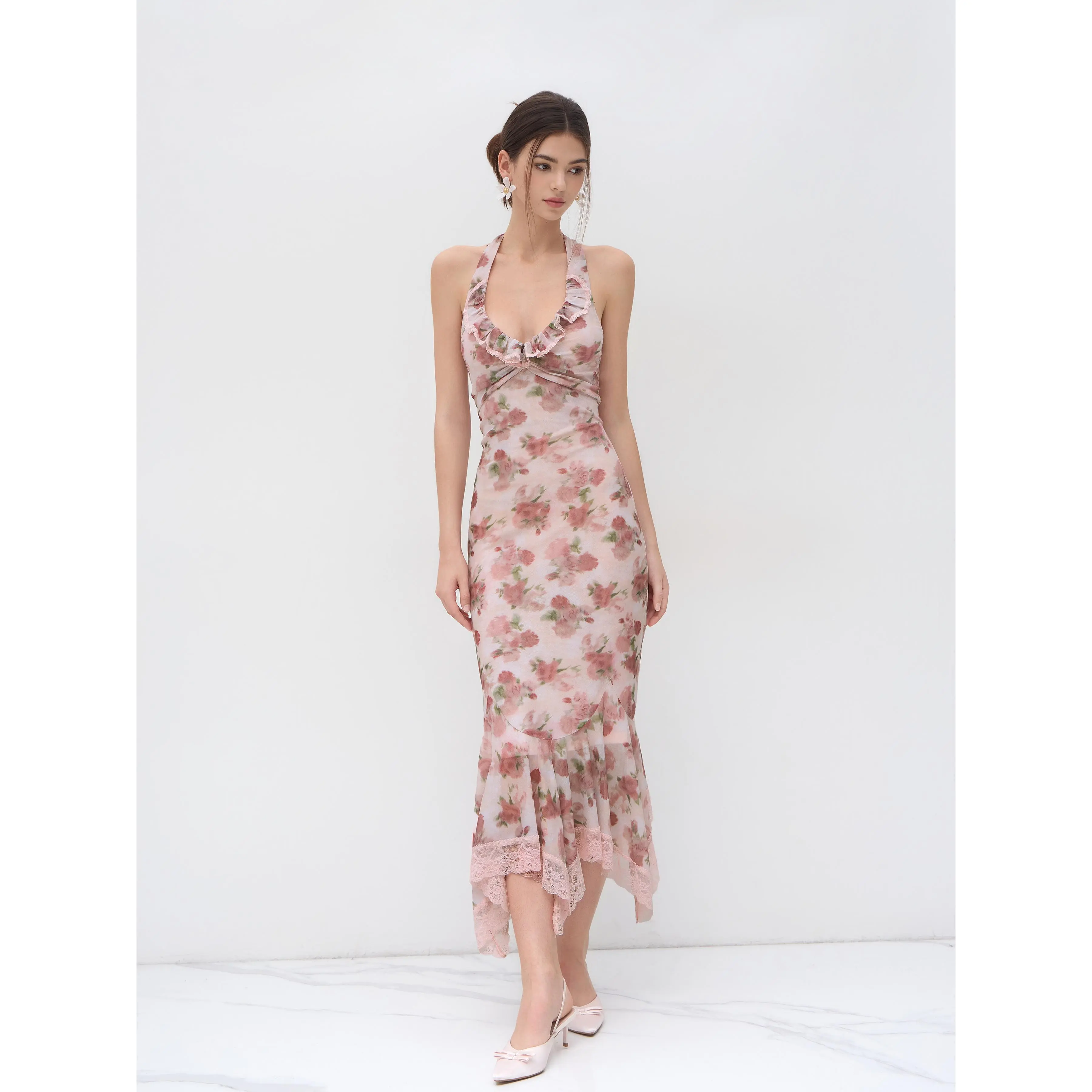 open lace back dress Mac Duggal Boucle Sleeveless Button Up Midi Dress, Womens, 8, Blush Gold