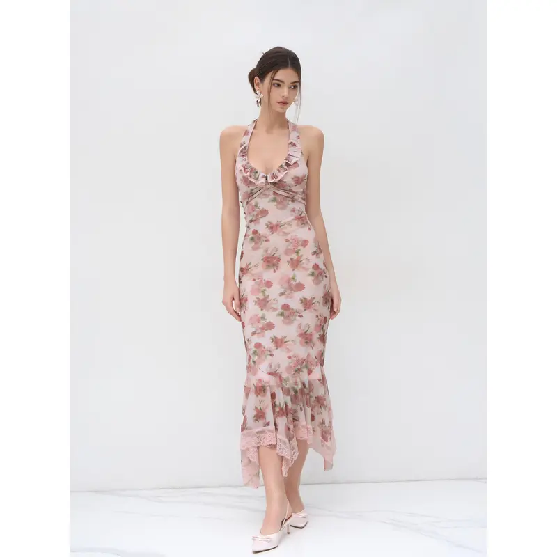 slim fit dress slacks Aeres Floral Lace Mix Patchwork Maxi Slip Dress main image 0