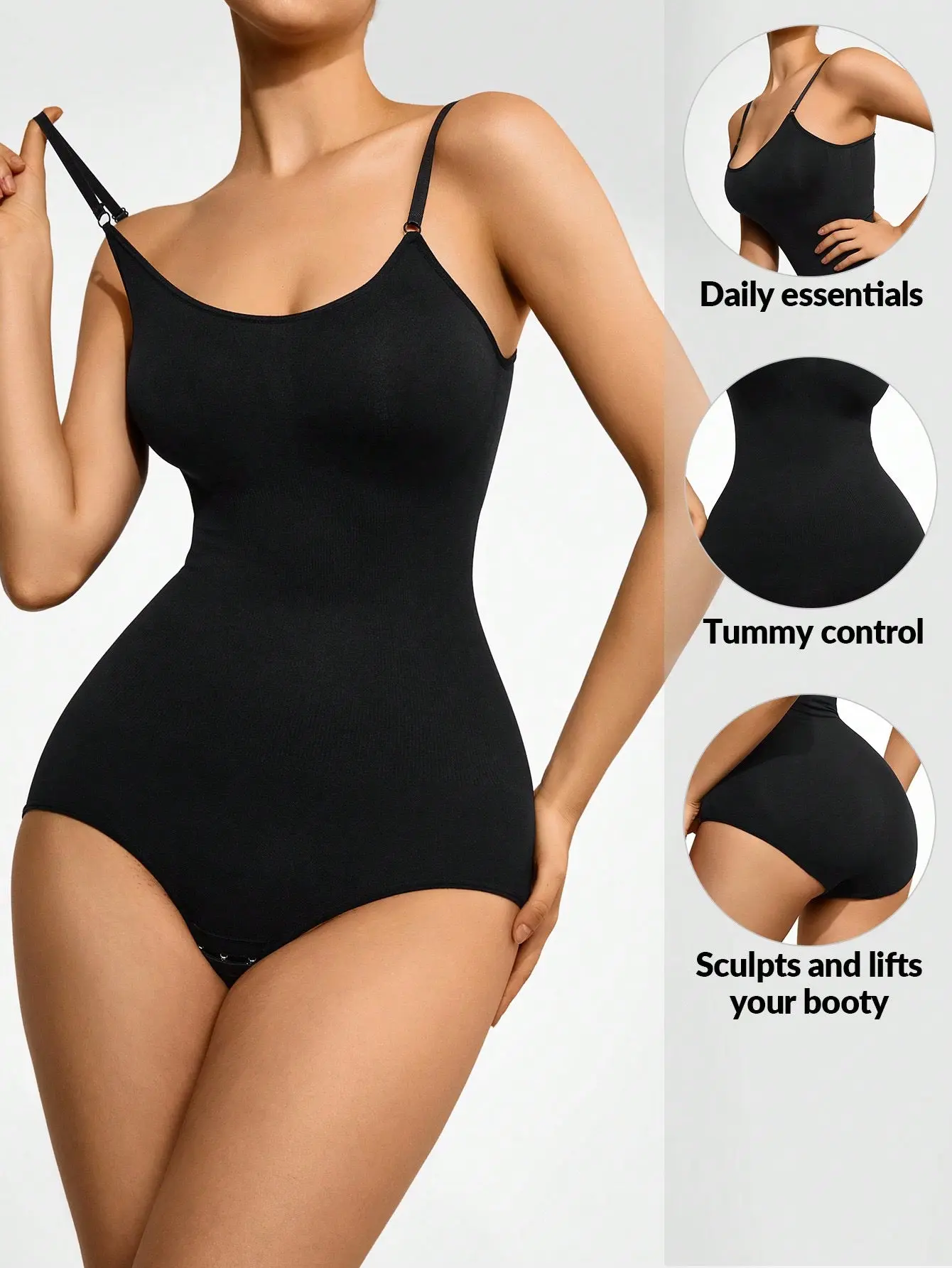 Women's Casual Style Original Shapewear Bodysuit - Backless Briefs, Tummy Control, Butt-Lifting Underwear, Women's Clothes, Shaper, Body Contouring, Sculpt And Lift Your Booty, Select Your Size, Casual Wear, Stretch Fabric, Comfortable, Solid
