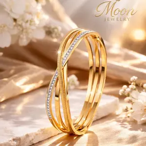 Twisted Multi-Band Gold Bracelet – Stainless Steel 18K PVD