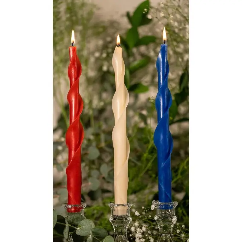 Double Spiral Beeswax Candles - Red, White & Blue 3-Pack