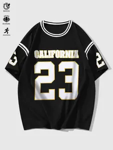 Men's Summer Daily World Cup Sports Jersey Number 23, Breathable Elastic Fitness Sport Round Neck Short Sleeve T-Shirt, Football Jersey