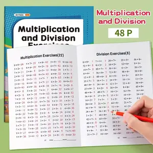 1. A multiplication and division workbook. A durable paper arithmetic workbook with handwritten exercises, perfect for school supplies, math learning tools, and Christmas gifts. Multiplication exercises