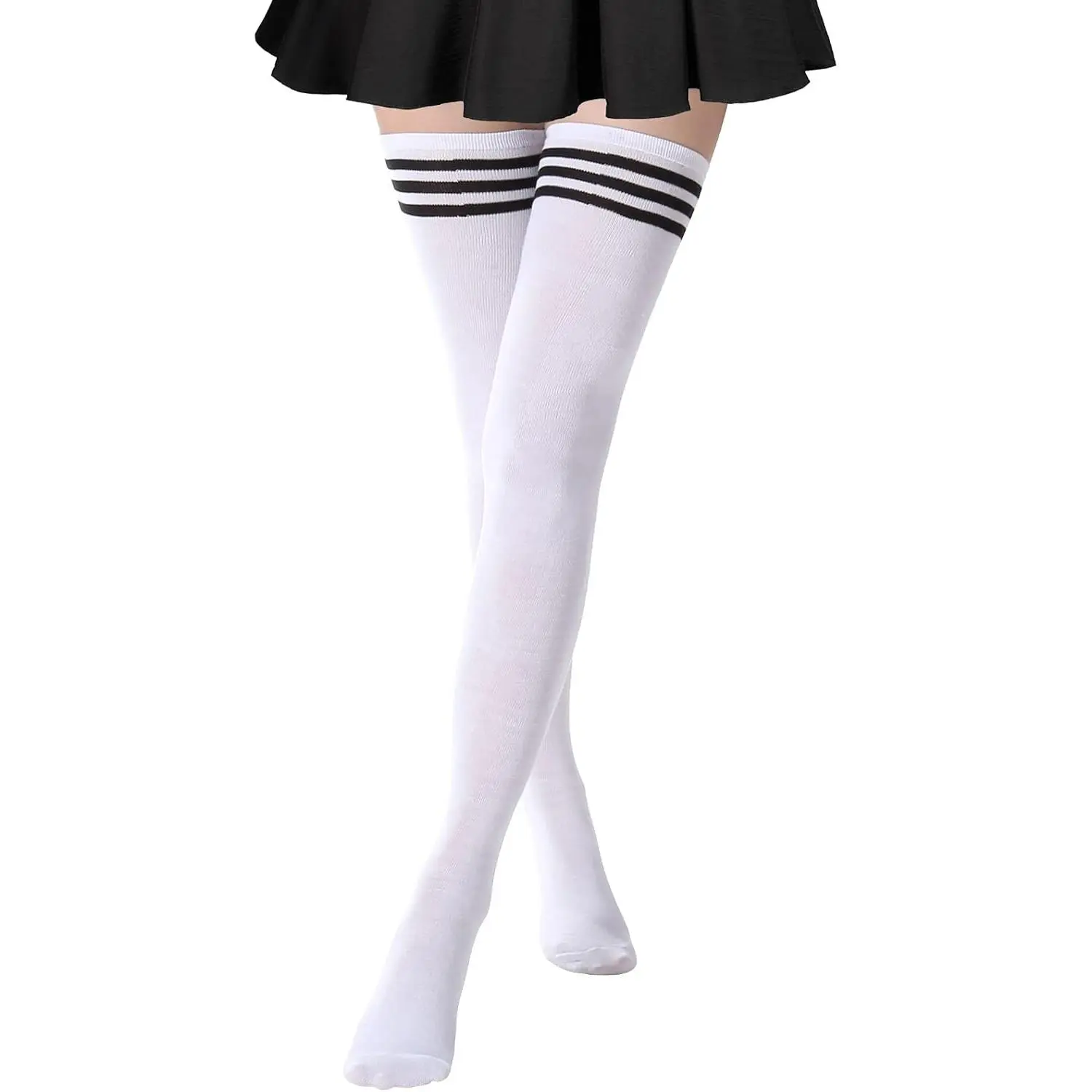 Extra Long Thigh High Socks for Women Striped Over Knee Thigh Socks Long Boot Thigh High Stockings Leg Warmers