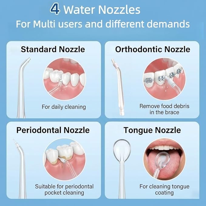 Rechargeable Water Flosser 3 Cleaning Modes Oral Irrigator  High-Frequency Pulse Teeth Cleaner  IPX7 Waterproof  4 Jet Tips  220ML Water Tank for Sensitive Gums  Braces  Home Travel Portable Dental Care Tool