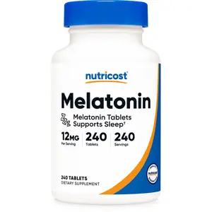 Nutricost Edible Melatonin Vitamin Dietary Supplement - 12mg Per Serving, 240 Tablets, Non-GMO, Gluten-Free, Healthcare Support
