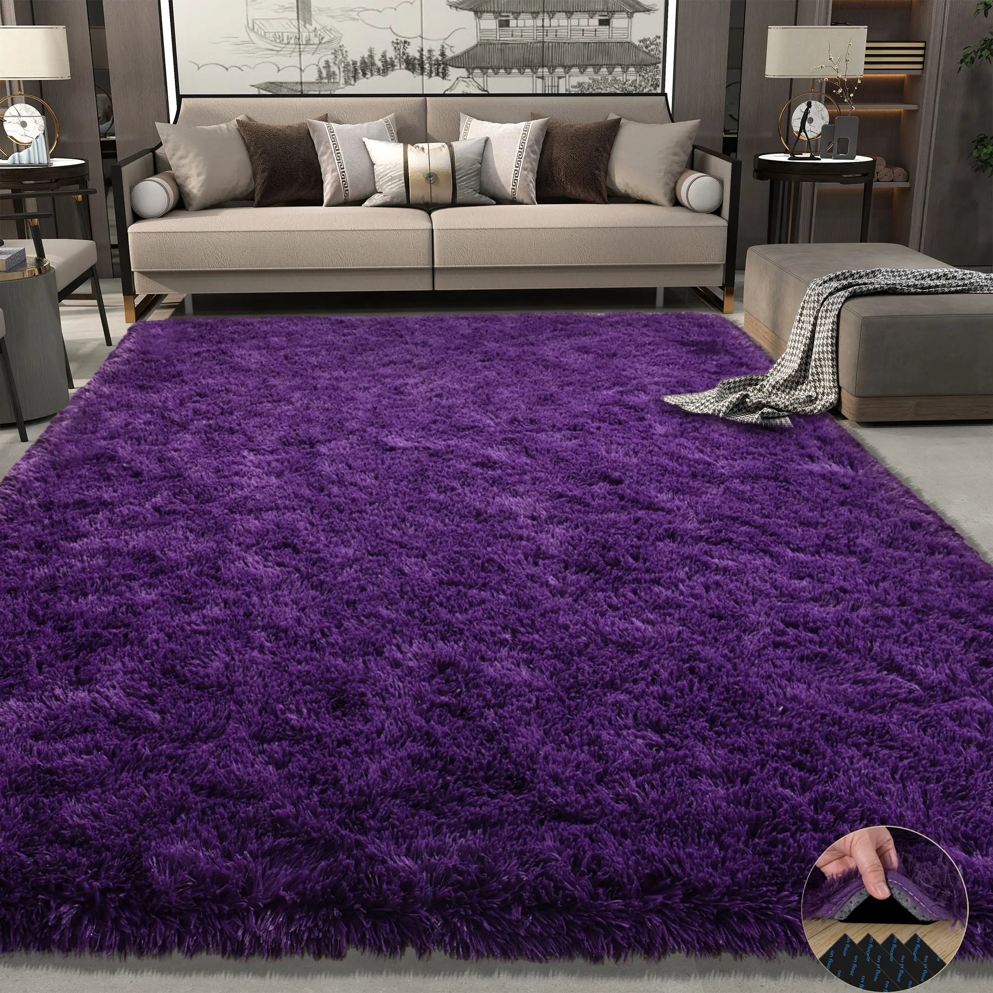 【Summer Sale Deals】Solid Color Rug, Area Rugs for Bedroom Living Room Ultra Soft Fluffy Area Rugs for Dorm, Indoor Carpet Nursery Rugs for Kids Room Home Decor, Perfect Indoor Decor for Boys and Girls, Upgrade Non-Slip, Home Decor Aesthetic, Summer wins