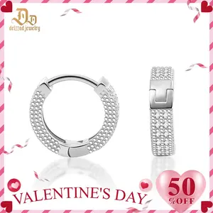 Delzzad 14K Gold-Plated Iced Hoop Earrings Round VVS Synthetic Moissanite Earrings Dangle Earrings Jewelry S925 Earrings Perfect Birthday Mother’s Day Christmas Gift for Men Women Silver Earrings Golden Earrings Wedding Set