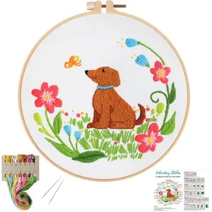 Embroidery Kits for Beginners with Floral , Stitch Kit for Adults DIY Needlepoint with Embroidery Instructions