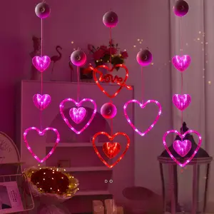Heart Design LED Fairy Curtain Light, Battery Powered Wire String Lights without Batteries, Novelty Ambient Lights, Suitable for Festival, Bedroom & Party Decor