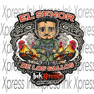 Ink Xpress Funny Rey de los Gallos Mencho Hardhat Sticker - El Señor de los Gallos Design - Perfect for Hardhat Enthusiasts