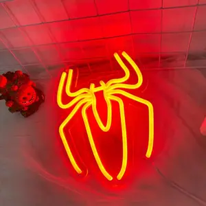 Halloween Neon Light, LED Spider Wall Lamp, Adjustable Brightness Night Light, Bedroom, Bar, Party Decor, Christmas and Halloween Celebrations