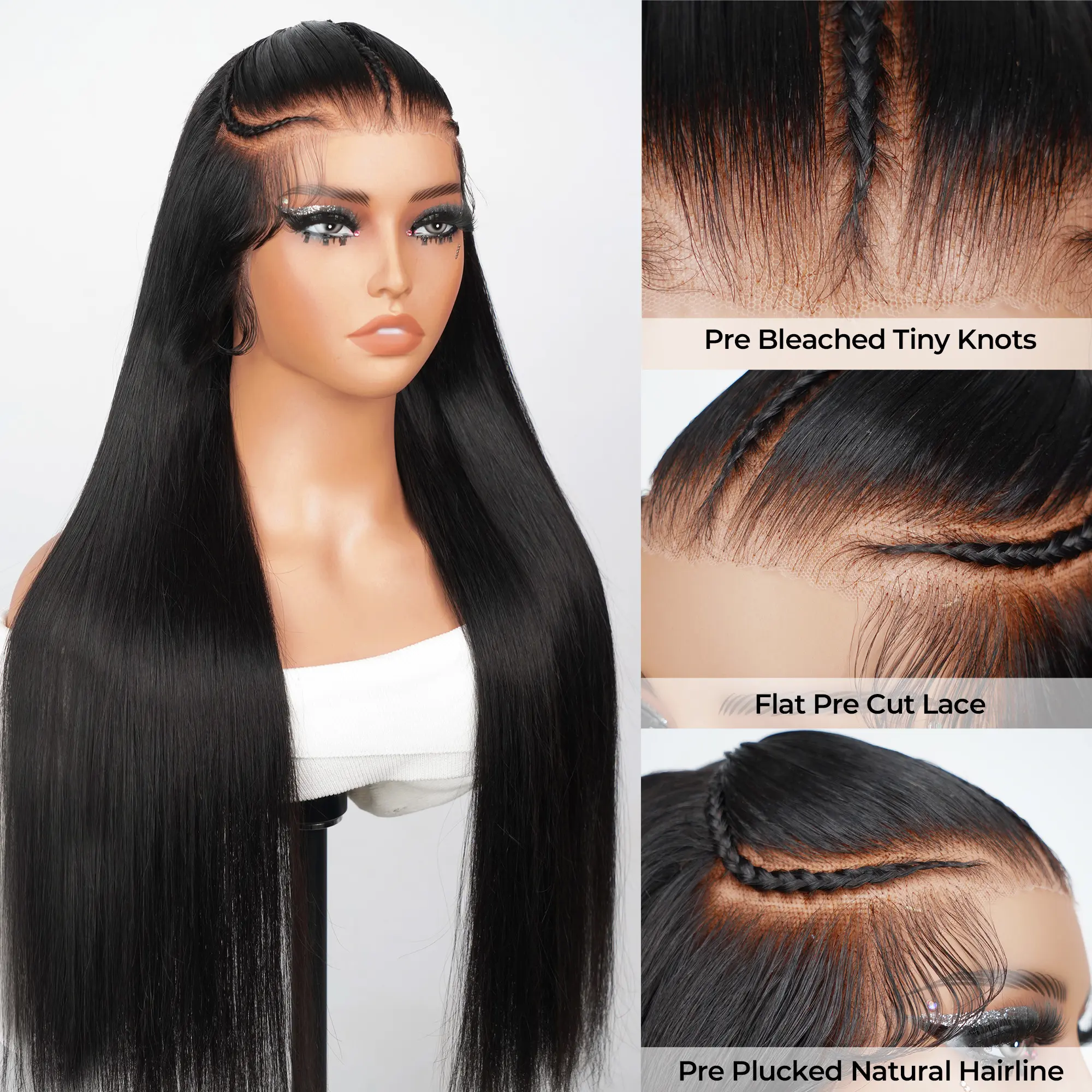 【SUPER DEAL】Alipearl Hair 24 Inch Pre Braided Glueless Straight 13x4 Lace Front Wig Ready To Go Wig Human Hair Wig