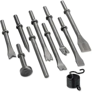 10pcs Air Hammer Chisel Bits Set, Pneumatic Air Chisel Punch Bits for Concrete, Stone, Tile, Masonry, Rust Removal and Demolition
