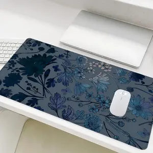 Flower Pattern Mouse Pad, Rectangle Gaming Mouse Pad, Non-Slip Rubber Base Stitched Edge Desk Pad for Laptop Desktop, Office Desk Accessories